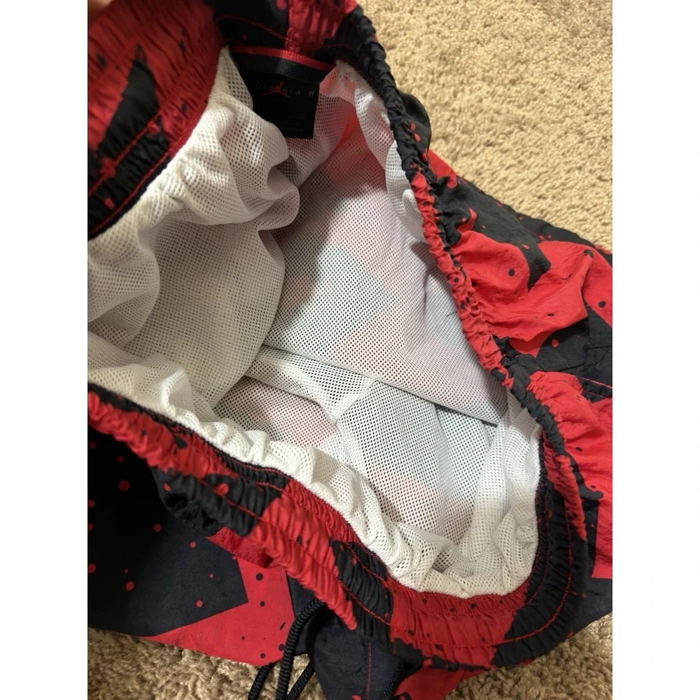 Jordan Jumpman Men's Swim Trunks Shorts Red Black Geometric Size XL Mesh -Run Sm